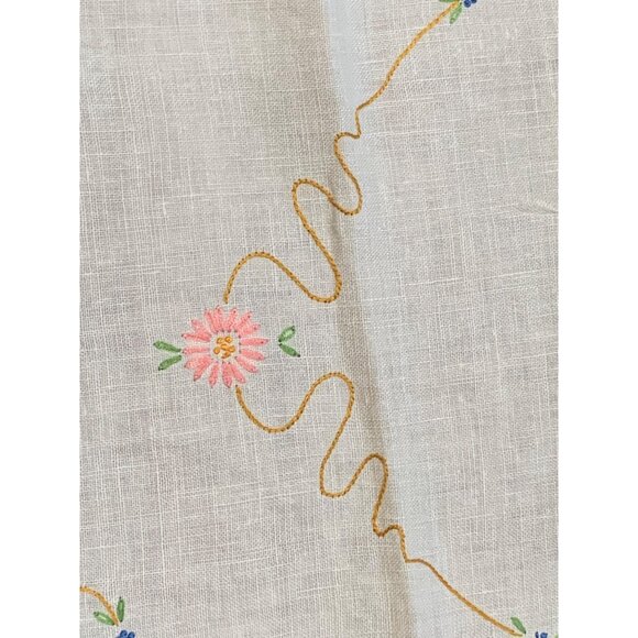 Handmade Embroidered Floral Table Runner with Lace Trim 40" x 13" - Picture 4 of 9